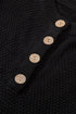 Henley Button Placket Side Slit Drop Shoulder Pullover Knit Sweater